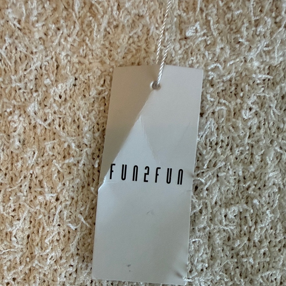 Fun 2 Fun Cream Textured Crew Neck Sweater - Picture 2 of 4